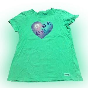 Women’s Life is Good Paw Prints Heart T-shirt